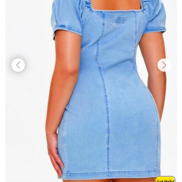 Plus Size Forever 21 Chambray Puff-Sleeve Dress - Picture 3 of 5